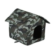 PureCasa Outdoor PE Cloth Waterproof Dog Cat Bed, Enclosed Dog Cat House Kennel for Autumn Winter, Warm House Sleeping Pad for Small Cats Dogs, Modern Decor, 1 Pack, L 18"x16"x18", Camouflage