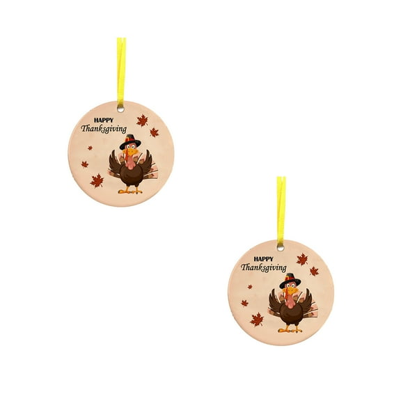 Hgallory PVC Fall Hanging Pendent for Thanksgiving Christmas, Decorative Tree Pendents Hanging Turkey Home Decor for Wall Party Wedding, Holiday Festival Decoration, 2PC, B, 3.2"x3.2"