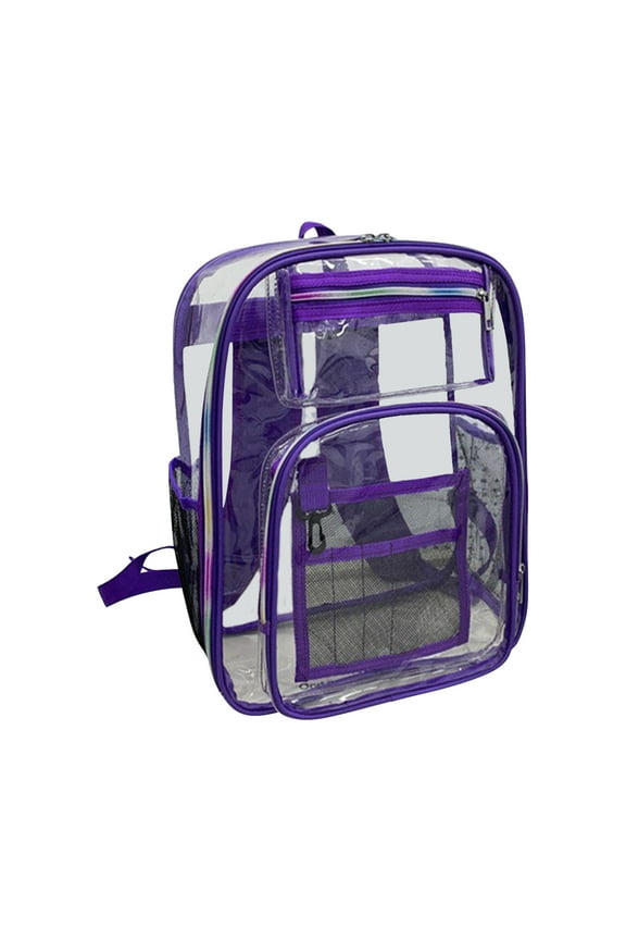 Hgallory PVC Jelly Backpack Transparent Waterproof Backpack for High School & College Students, Large Capacity Clear Book Bag Anti static Bags, 16.9"x13"x5.5", 1 Pack, Purple
