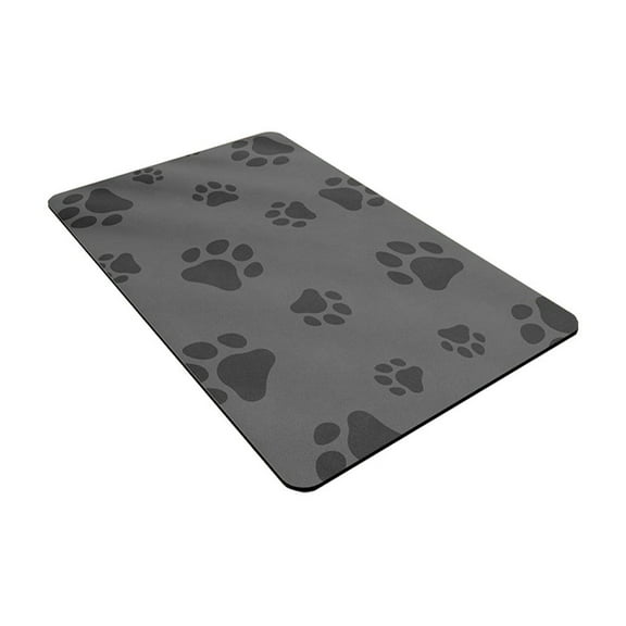 Hgallory Pet Mats Polyester Floor Mats for Cats Dogs, Washable Household Feeding Floor Mat for Living Room Balcony, Paw Pattern Floor Carpet for Pets, 14"x20", 1 Pack, Gray, Rectangle