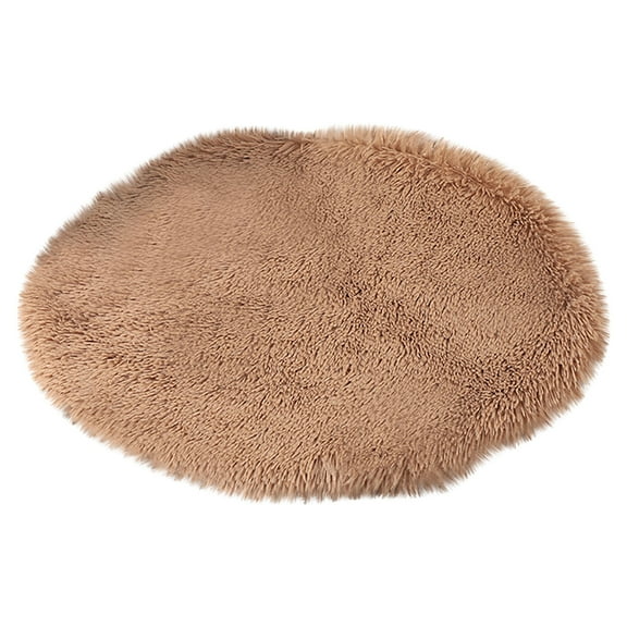 PureCasa Plush Fluffy Cotton Warm Dog Cat Bed for Fall Winter, Non-Slip Thermal Sleeping Pads for Small Medium & Large Dogs Cats, Household All-Season Pet Rugs Warm Mat, 1 Pack, S 16"x16", Khaki