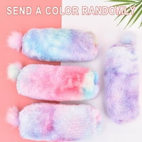 PureCasa Plush Gradient Rainbow Pencil Case, Large Capacity Pen Pouch Bag with Zipper and Fleecy Hairball, Office Stationery Storage, 1 Pack, 8.2"x3.5"x2.4"