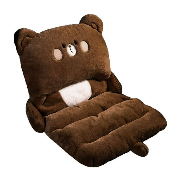 PureCasa Plush Seat Cushion Cute Soft Back Cushion Detachable Thickened Desk Chair Pads, Waist Pillow Cushion for Car Office（31.5"Lx18.5"W, Brown）