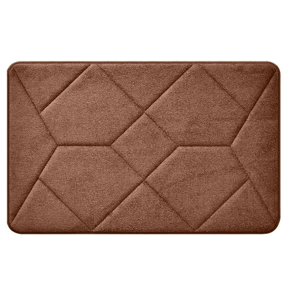 PureCasa Polyester Floor Mats for Bedroom Living Room, Non-Slip Floor Rugs for Entrance Bathroom, Home Decor Solid Color Floor Carpet Doormat, Machine Washable, 16"x24", 1 Pack, Coffee, Rectangle