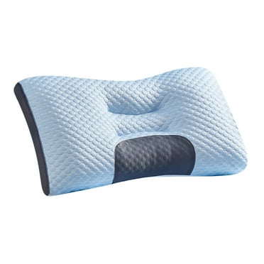 Hgallory Polyester Non Collapsing Contour Pillows, Cool Feeling Ice-Like Pillow Core for Adults, Ergonomic Orthopedic Design, Protects The Cervical Spine, 18.9"x29.1", 1PC, Rectangle, Blue