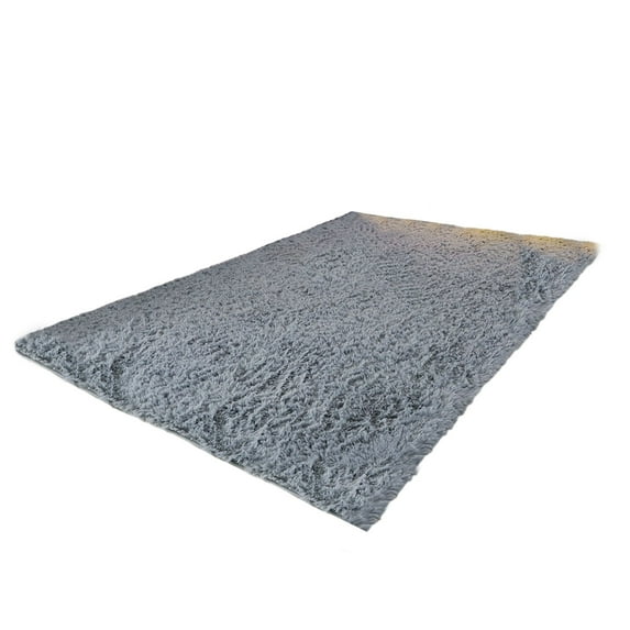 PureCasa Polyester Plush Area Rug Non-Slip Carpet, Comfortable Soft Fluffy Throw Floor Carpets for Living Room Bedroom, Solid Color Modern Style Home Decor Shag Area Rugs, 31"x63", 1PC, Gray