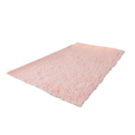 PureCasa Polyester Plush Area Rug Non-Slip Carpet, Comfortable Soft Fluffy Throw Floor Carpets for Living Room Bedroom, Solid Color Modern Style Home Decor Shag Area Rugs, 31"x63", 1PC, Pink