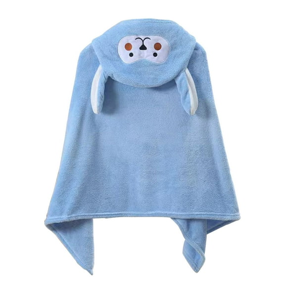 PureCasa Polyester Quick Dring Hooded Bath Towels for Kids, Water Absorbing Coral Velvet Bath Towel Cape for Beach Pool, Home Supplies Warm and Comfy Children Bathroom Towel, 28"x55", 1PC, Blue