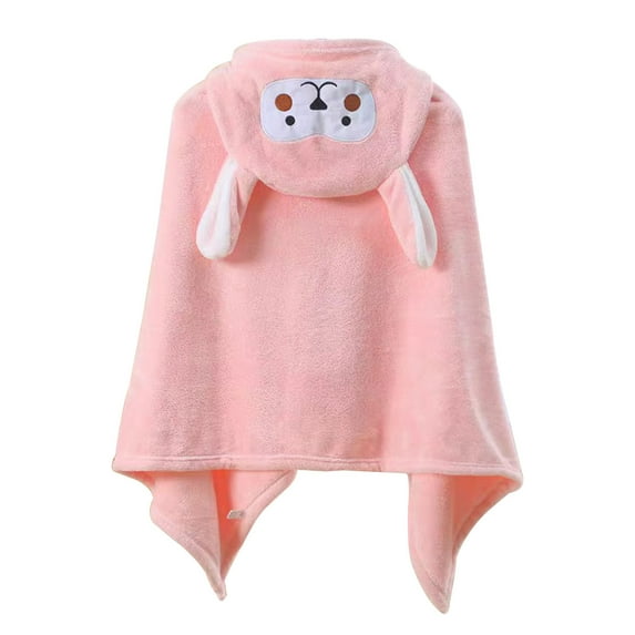 Hgallory Polyester Quick Dring Hooded Bath Towels for Kids, Water Absorbing Coral Velvet Bath Towel Cape for Beach Pool, Home Supplies Warm and Comfy Children Bathroom Towel, 28"x55", 1PC, Pink