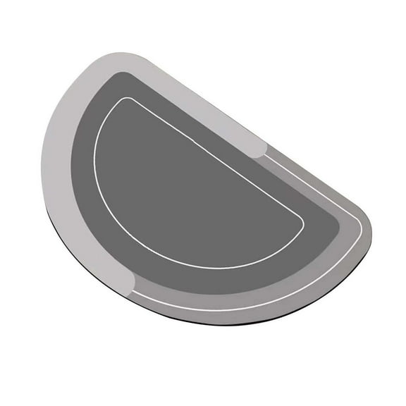 PureCasa Polyester Quick Dry Bath Rugs, Non-Slip Entrance Doormat Crystal Velvet Floor Mats, Modern Style Home Decor Door Mat for Bathroom Kitchen Toilet, 16"x24", 1 Pack, Silver, Half Round