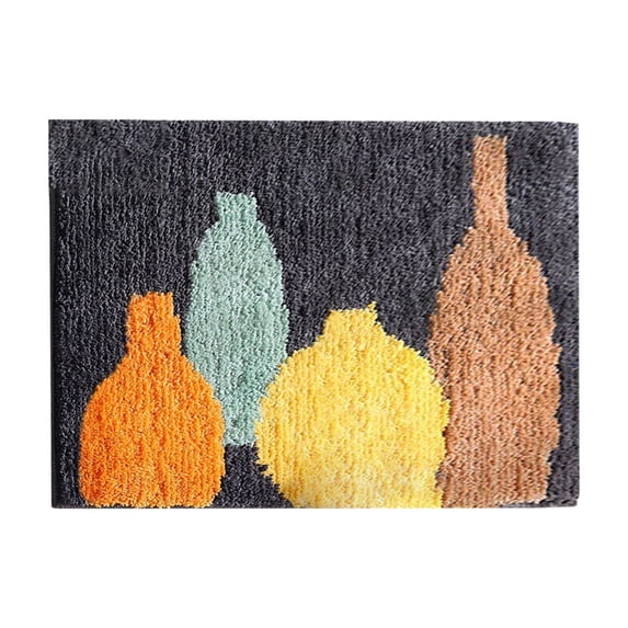 PureCasa Polyester Shower Bath Rug for Bathroom Toilet, Non-Slip Household Water Absorbent Floor Mats for Entrance Bedroom Kitchen, Abstract Modern Home Decor Doormats, 1PC, 16"x24", Yellow