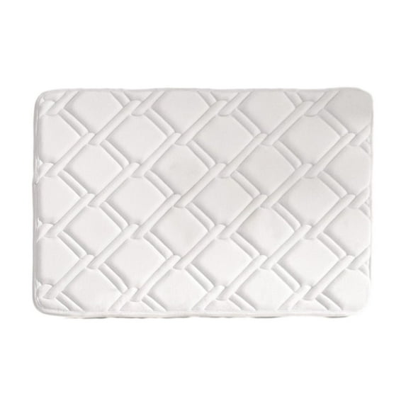 Hgallory Polyester Thick Floor Mats for Bedroom Living Room, Non-Slip Absorbent Floor Rugs for Entrance Sofa side, Simple Style Home Decor Solid Color Doormat, 16"x24", 1 Pack, White, Rectangle