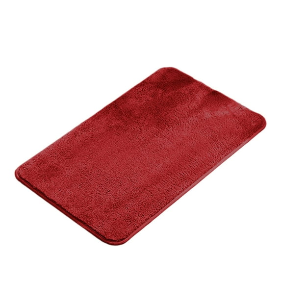 Hgallory Polyester Thick Floor Mats for Bedroom Living Room, Non-Slip Floor Rugs for Entrance Sofa side, Home Decor Solid Color Water Absorbing Doormat, 16"x24", 1 Pack, Red, Rectangle