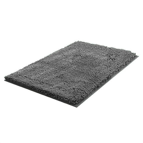 Hgallory Polyester Thick Floor Mats for Bedroom Living Room, Non-Slip Floor Rugs for Entrance Sofa side, Luxurious Home Decor Solid Color Floor Carpet Doormat, 16"x24", 1 Pack, Gray, Rectangle