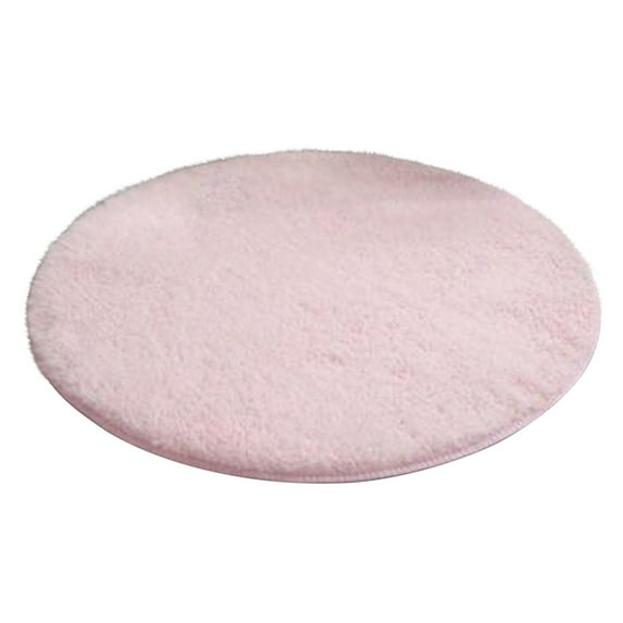 Hgallory Polyester Thick Floor Mats for Bedroom Living Room, Soft Fluffy Non-Slip Floor Rugs for Entrance Sofa side, Modern Home Decor Solid Color Floor Carpet, 40"x40", 1 Pack, Pink, Round