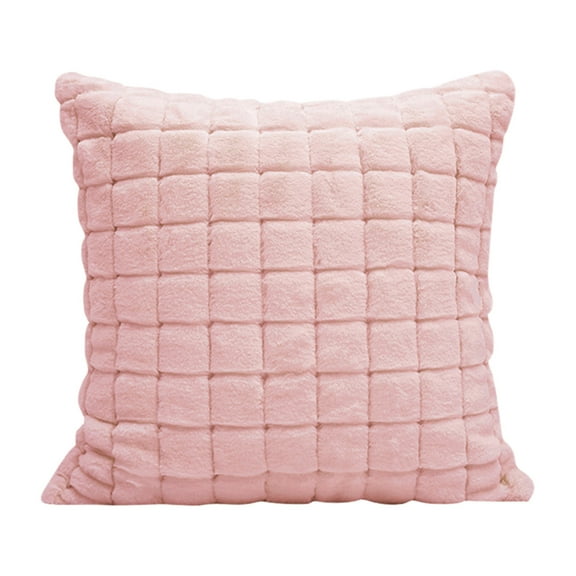 Hgallory Polyester Throw Pillow for Bed Sofa Couch, Household Throw Cushion Decorative Pillow with Insert for Indoor Outdoor Living Room Bedroom, Grid Simple Style Home Decor, 18"x18", 1PC, Pink
