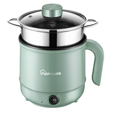 PureCasa Portable Electric Hot Pot Cooker, 1.7L 600W/800W 2-Power Settings Household Ramen Pot Rice Cooking Pan for Steaming, Frying, Porridge & Soup, Kitchen Supplies, 8.7"x6.9", 1PC, Green
