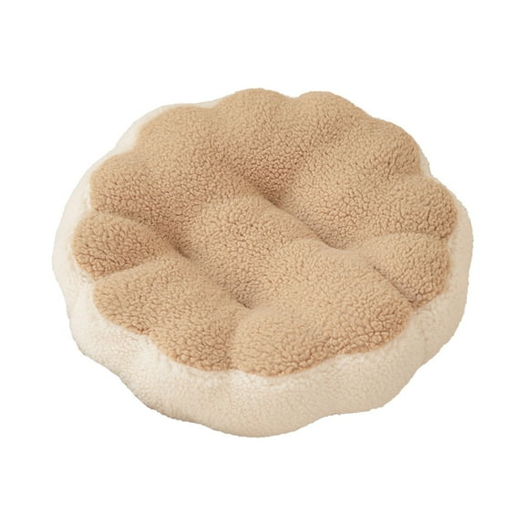 PureCasa Round Thick Seating Cushion for Home Office, Household Cotton Portable Non-Slip Breathable Floor Cushions Chair Pads for Indoor Outdoor, Modern Style Home Decor, 16"x16", 1PC, Khaki