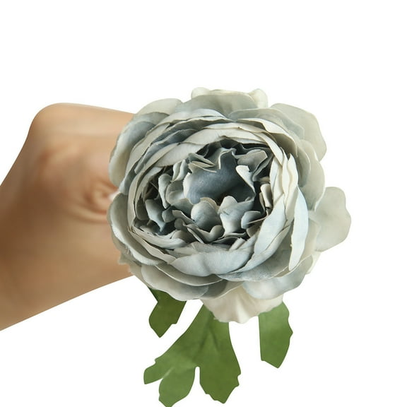 Hgallory Single-Head Cloth Artificial Flowers, Simulated Globe Roses Fadeproof Faux Flowers Handheld Bouquet, Bridal Wedding Party Floral Arrangements Home Decor for Indoor Outdoor, 1PC, Gray