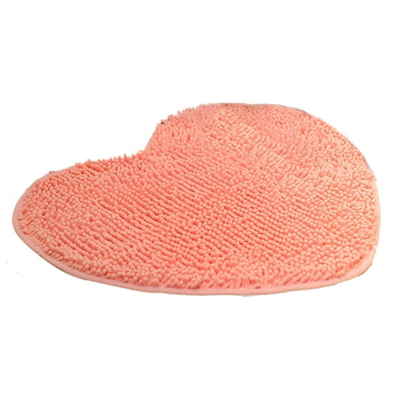 Hgallory Soft Chenille Thick Floor Mats for Bedroom Living Room, Non-Slip Floor Rugs for Entrance Sofa side, Valentine Decor Solid Color Floor Doormat, 20"x24"x0.8", 1 Pack, Pink, Heart