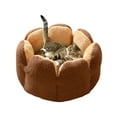 thumbnail image 1 of PureCasa Soft Plush Cute Dog Cat Bed, Washable Non-Slip Thick Fluffy Pet Bed for Fall Winter, Calming Cushion Sleeping Pad for Small Cats Dogs, Floral Home Decor, Round, 1 Pack, 16"x16", Coffee, 1 of 4