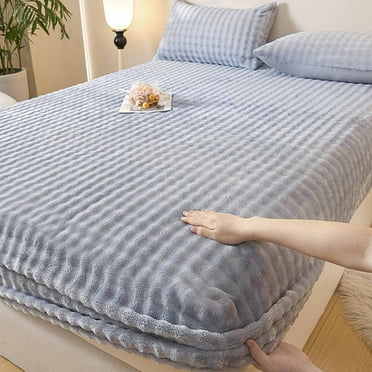 Hgallory Soft Stretch Bedspreads, Plush Velvet Bed Cover Fit for Queen/ Xl Double Thicken Mattress Protector Winter Bedding（70.8x78.7x11.8 Inches, Gray)