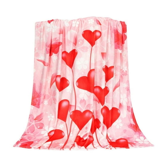 Hgallory Soft Warm Throw Blanket for Mother's Day Valentines' Day Bed Napping Blanket Romantic Love Heart Blanket, Hot Pink Cozy Flannel Blanket for Couch Bed Sofa, 39.3"X29.5"