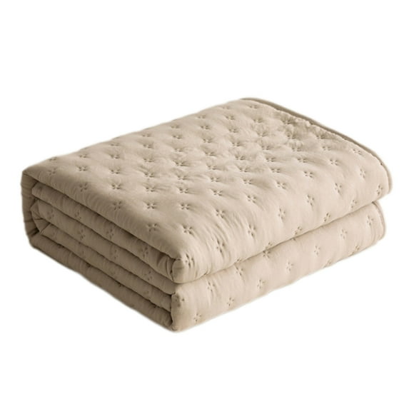 PureCasa Solid Color Summer Cooling Blanket for Hot Sleepers & Night Sweat, Household Cotton Cooler Throw Blanket Breathable Air Conditioning Quilt, Modern Decor Ideal Gifts, 63"x79", 1PC, Khaki