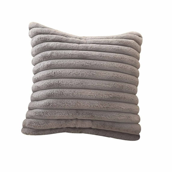 PureCasa Solid Striped Decorative Pillow 18"x18" Lumbar Pillow Double-Sided Throw Pillow Luxurious Cushion Home Decor for Sofa Bed Living Room, Gray
