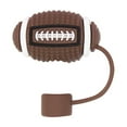 thumbnail image 1 of Hgallory Sport Style 1PC Straw Covers Cap, 0.4in/10mm Diameter, Food Grade Silica Gel Ball Straw Cover, Creative Splashproof Dust-Proof Drinking Straw Lids for Outdoor, Rugby ball, 1PC, brown, 1 of 9