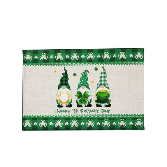 Hgallory St.Patrick's Day Home Decor Floor Mats for Outdoor Indoor, Non-Slip Flock Shamrock Doormats Rubber Backing Entryway Door Mat for Bedroom Living Room, 16"x20", 1 Pack, E, Rectangle