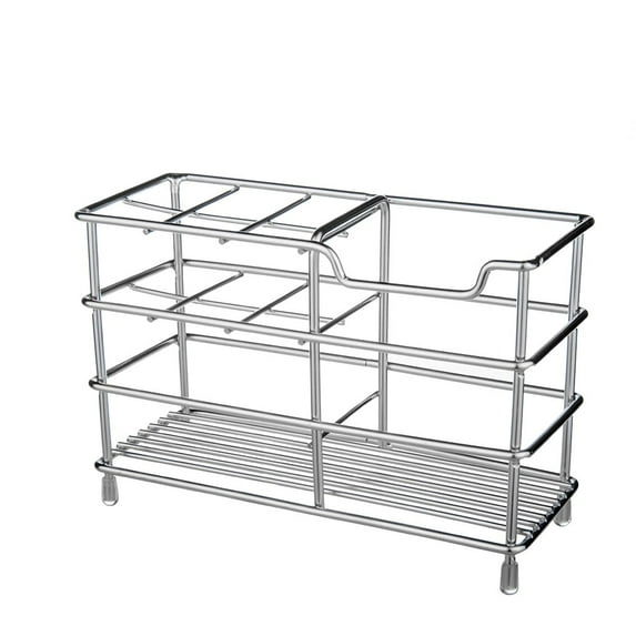 PureCasa Stainless Steel Countertop Household Toothbrush Holder, Toothbrush Storage Organizer Stand for Soap Tooth Brush Toothpaste, Toilet & Bathroom Accessories, 4.8"x2.4"x3.9", 1PC, Silver