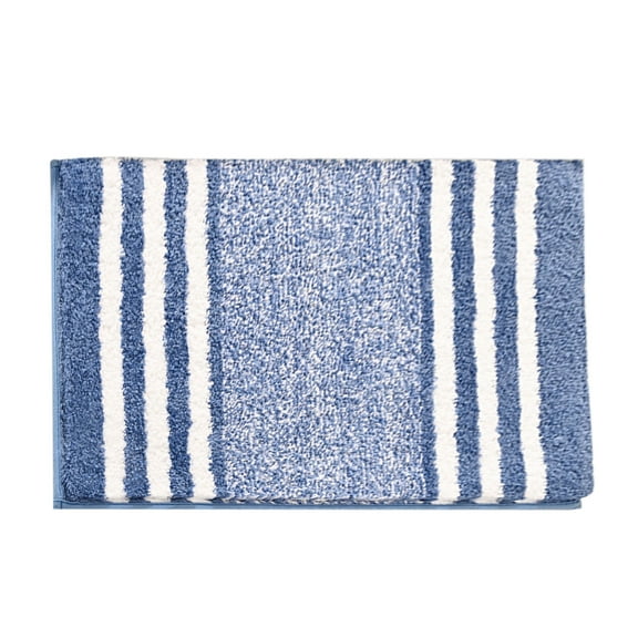Hgallory Stripe Pattern Polyester Shower Bath Rug for Home Bathroom Toilet, Non-Slip Household Water Absorbent Quick Drying Floor Mats for Entrance Bedroom, Modern Decor, 1PC, 16"x24", Blue