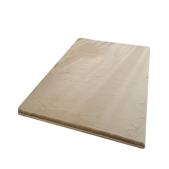 Hgallory Thick Floor Mats for Bedside Living Room, Non-Slip Floor Rugs Foot Mats for Entrance Sofa side, Home Decor Solid Color Floor Carpet Doormat, 16"x24", 1 Pack, Beige, Rectangle