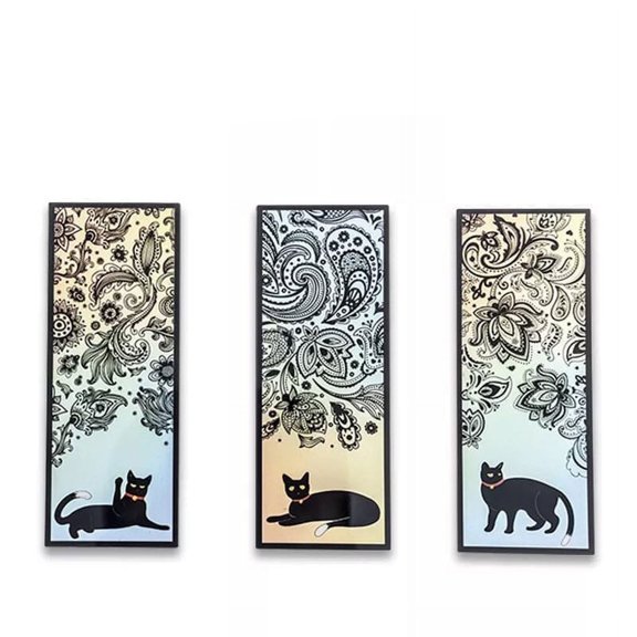 Matoen Translucent Cute Cat Bookmarks Creative Book Page Clip, Aesthetic Abstract Bookmark for Reading Lovers Book Supplies, 4.6"x1.8", 6PCS, Black Cat & Flower
