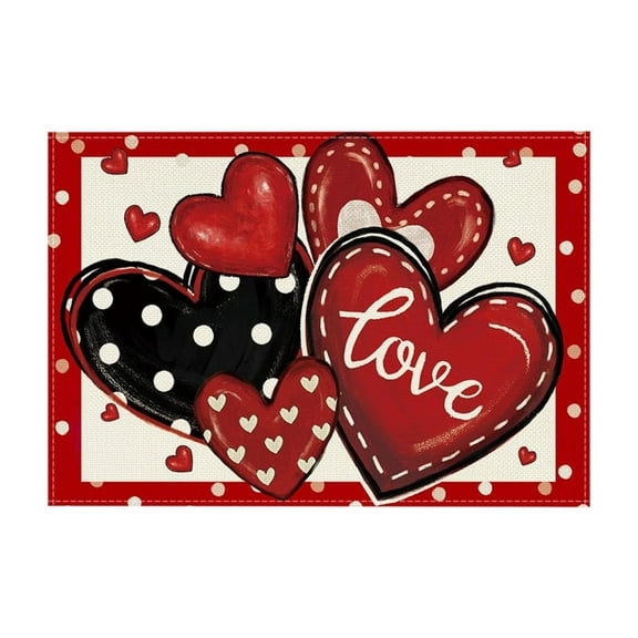 PureCasa Valentine's Day Placemats 14x18 Inch Heart Heat-Resistant Table Mats Anniversary Wedding Table Decoration for Farmhouse Kitchen Dining Party