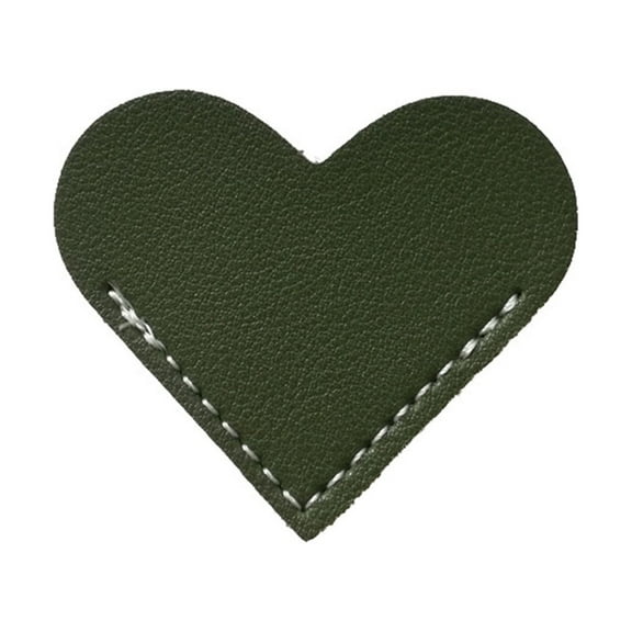 PureCasa Vintage Leather Heart Bookmarks Page Corner Bookmark for Kids Children Women Men, Book Accessories for Reading Lovers, 1 Pack, Army Green