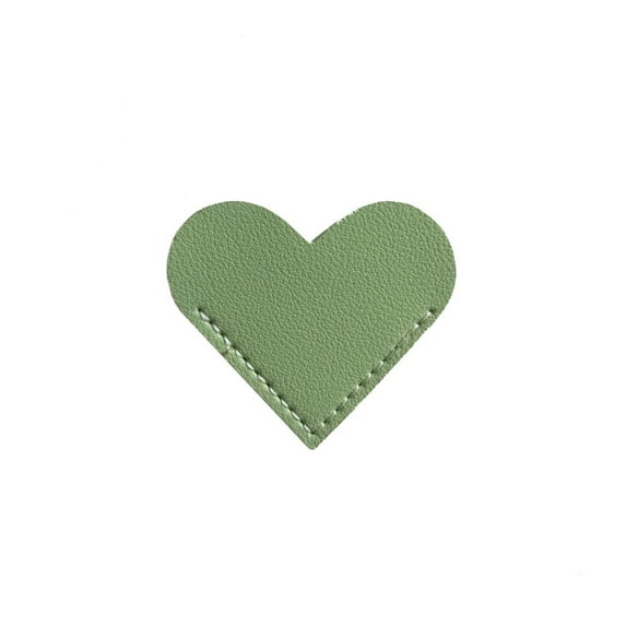 PureCasa Vintage Leather Heart Bookmarks Retro Page Corner Bookmark for Reading Lovers, Portable Book Accessories for Men Women, 1 Pack, Green