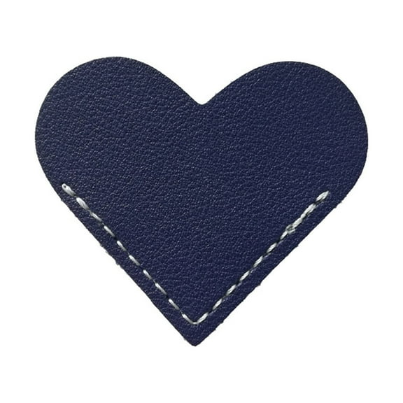 PureCasa Vintage Leather Heart Bookmarks Retro Page Corner Bookmark for Reading Lovers, Portable Book Accessories for Men Women, 1 Pack, Navy