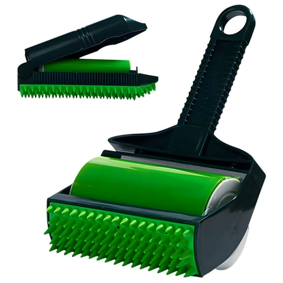 PureCasa Washable 2-in-1 Lint Roller, Set of 2, Household Sticky Lint Remover for Pet Hair & Dust, Home Supplies Pet Hair Remover for Sofa Clothes Carpet, with 2 Different Sizes, 2PCS, Black