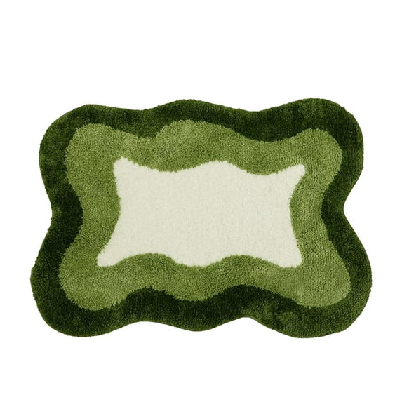 PureCasa Washable Flock Non-Slip Bath Mat for Bathroom Toilet, Household Water Absorbent Floor Mats for Entrance Bedroom, Home Decor Quick Dry Door Mat, 16"x20", 1 Pack, Green, Rectangle