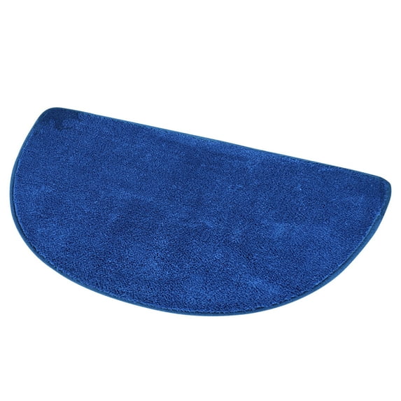 PureCasa Water Absorbing Short Plush Bath Rugs, Non-Slip Entrance Doormat Polyester Floor Mats, Solid Color Home Decor Door Mat for Bathroom Kitchen Toilet, 18"x28", 1 Pack, Navy, Half Round
