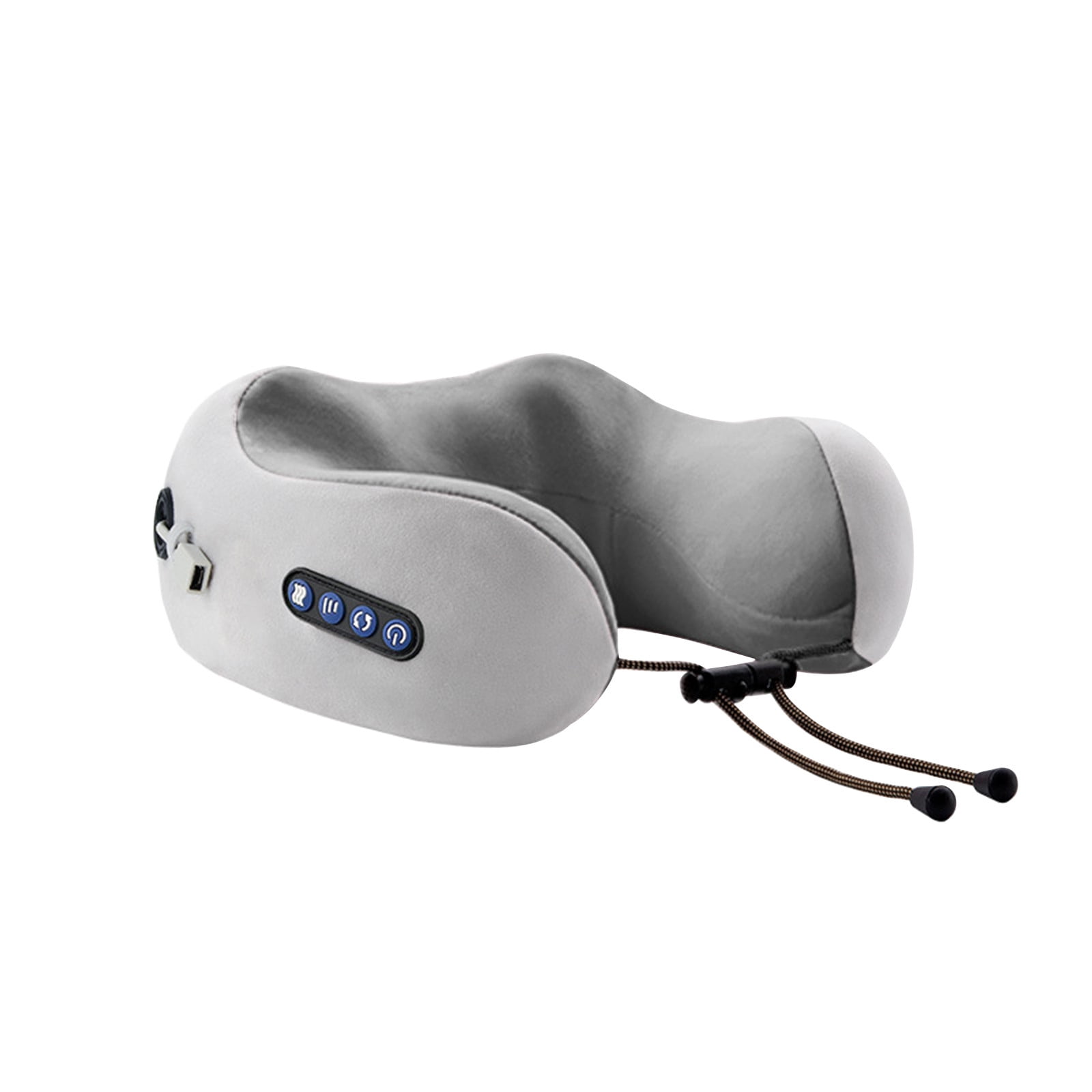 PureCasa Wireless Electric Massage Vibrating Neck Pillow, Portable Household Travel Pillow Tissue Heating Massager for Car Home Office, 2 Gears, Gift for Holiday, 10"x9.2"x4.6", 1PC, Gray
