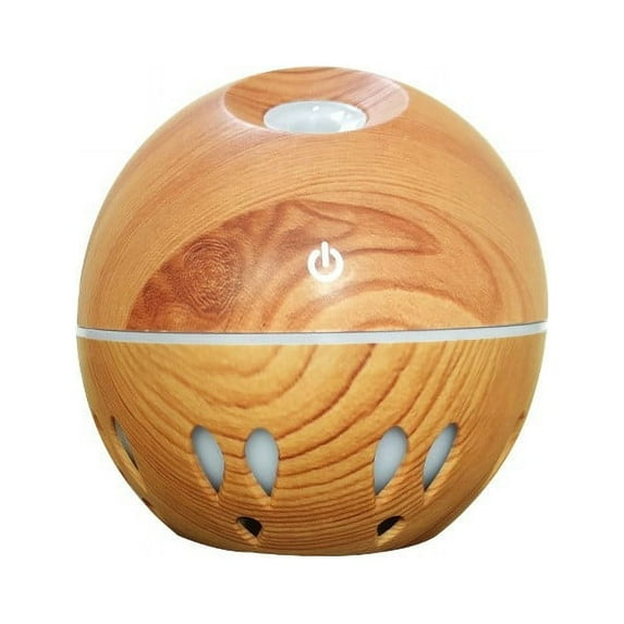 PureCasa Wood Grain Humidifier USB Charging, Humidifiers for Bedroom with LED Colorful Night Light, Mute Mist Purifier Multi-Functional Aroma Diffuser 7-Color Ambient Lights, 1PC, Yellow