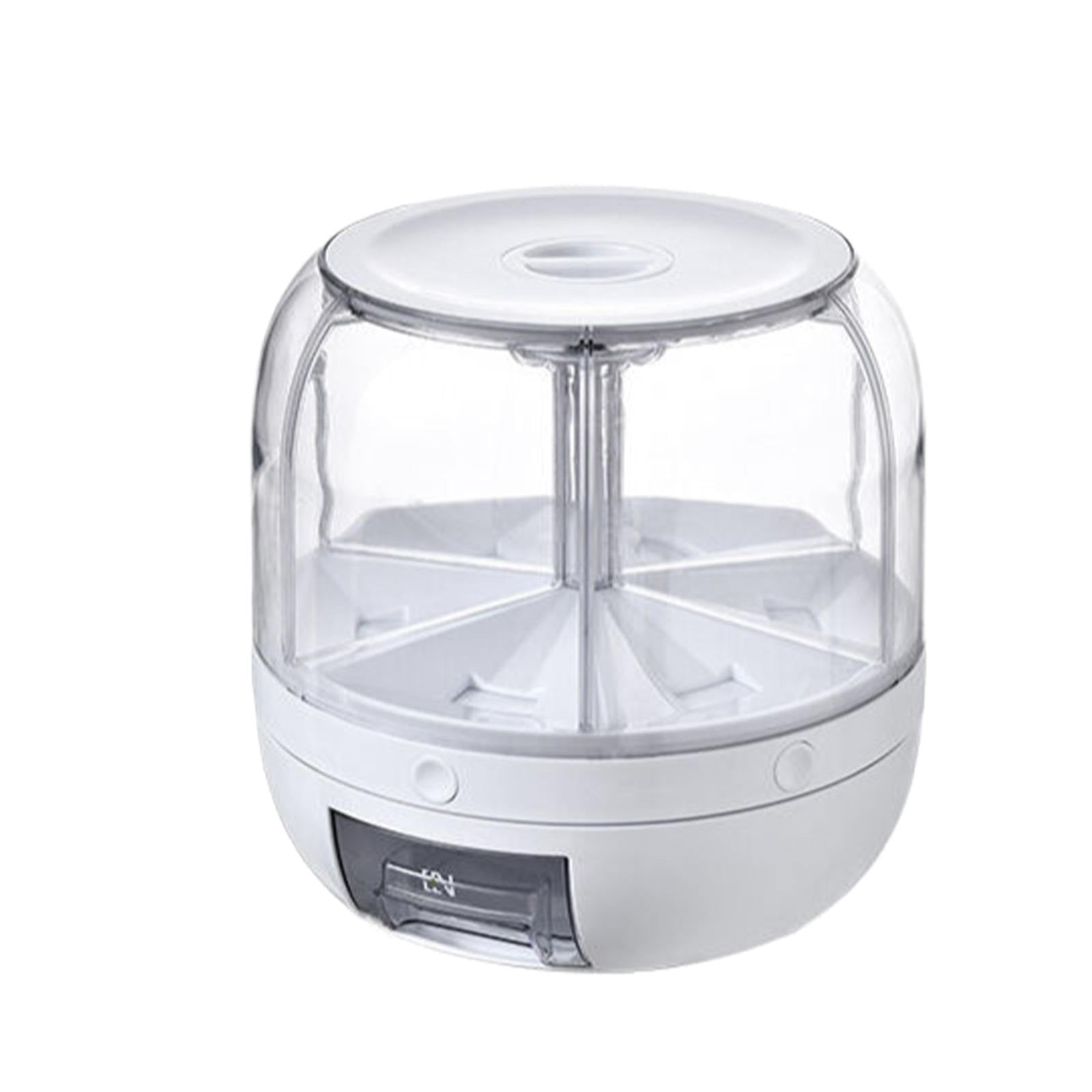 Hgehaz Food Storage Rice Dispenser Grain Storage Container Dispenser 360°Rotation & One Click Output Grain Container With 6 Compartments Kitchen Household Cereal Dispenser For Small Grains