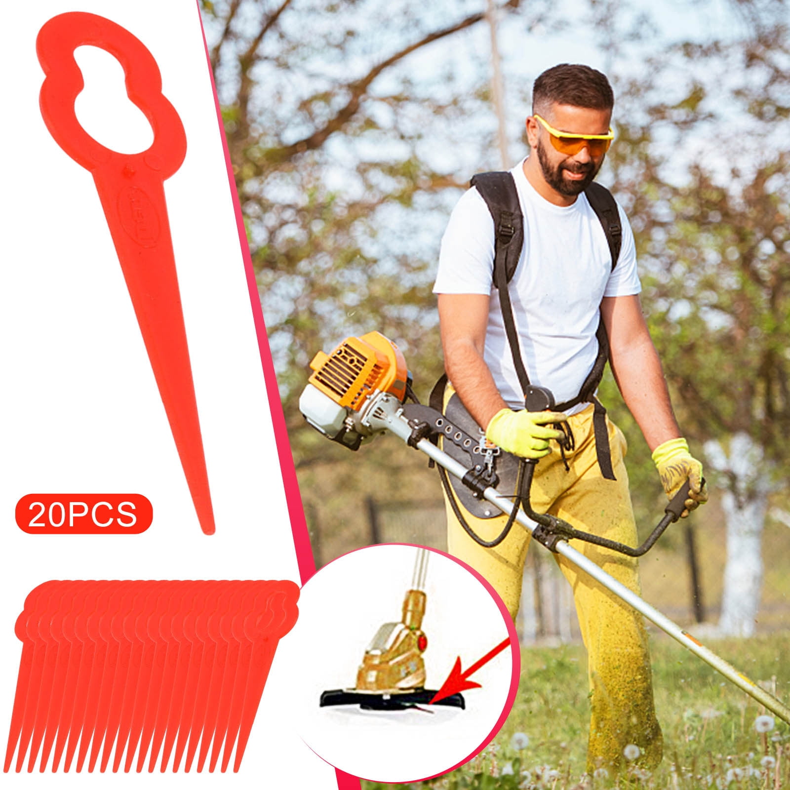 Hglyxoae 20PCS LawnMower Plastic Blades, Mower Cutter Blade Plastic