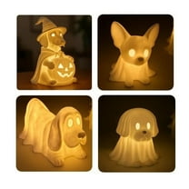 Eliaeconx Dachshund Ghost Lamp French Halloween Glowing Ghost Dog Figurines Cute Halloween Decor Statues Nightlight For Dog Lovers Fans Of Quirky Decor Bedroom (B)