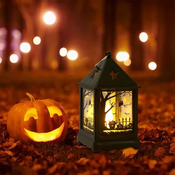 Eliaeconx Portable LED Candle Lantern Halloween Pumpkin Lights Night Lights Outdoor Indoor Halloween Decor Party Garden Supplies