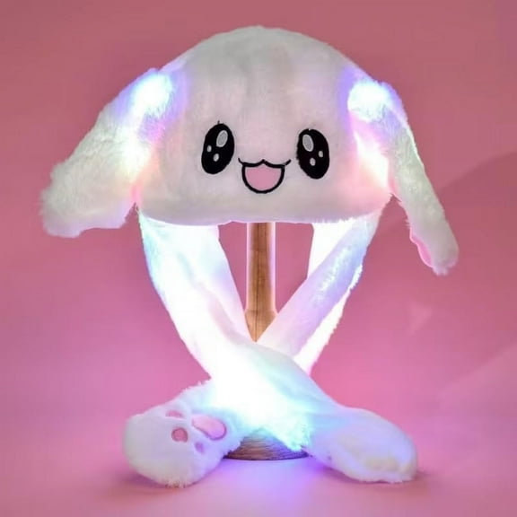 Hglyxoae Luminous Bunny Hat With Ears Cute Plush Toy Warm Hat Rabbit Hat With Moving Ears Rabbit Hat With Moving Ears Funny Plush Rabbit For Boys And Girls