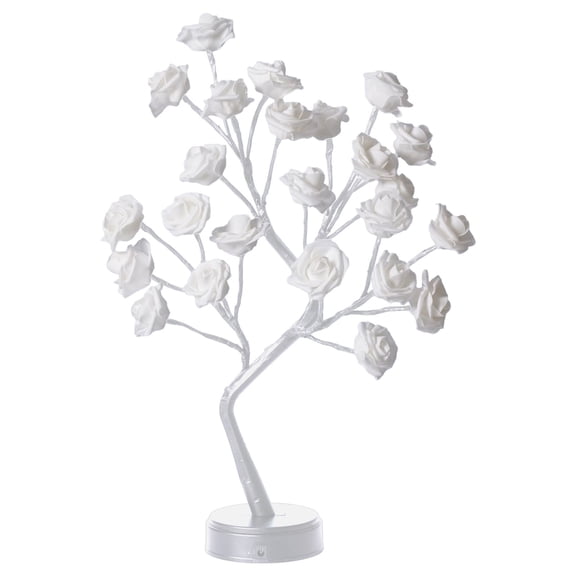Rose Flower Table Tree Light 24 LEDs Desk Top Bonsai Lighted Tree Battery Operated USB Plug Powered Tree Table Lamp Rose Flower Desk Tree Lamp for Home Party We Fire Safe Box for Home Holiday Gifts